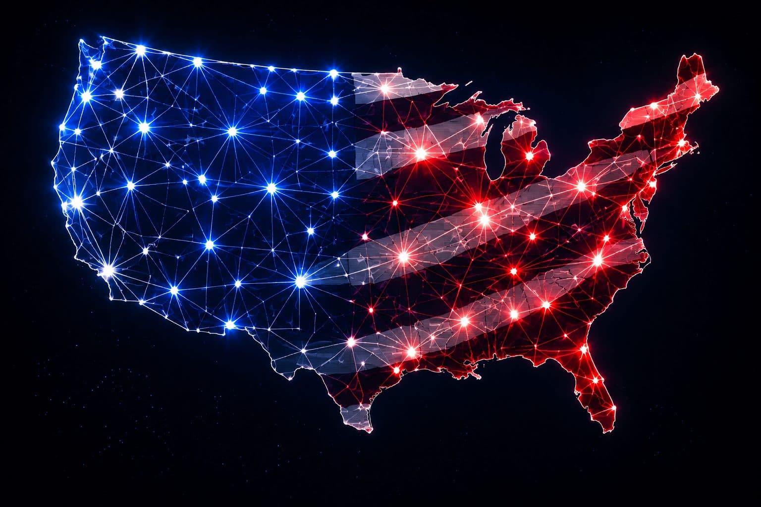 Illustrative US data center coverage map